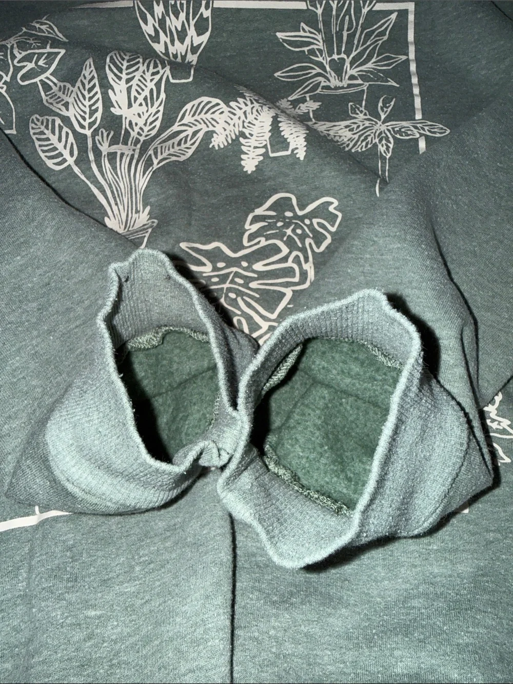 Relaxed Crewneck Sweatshirt with Botanical Print - Sage Green - Picture 6 of 6